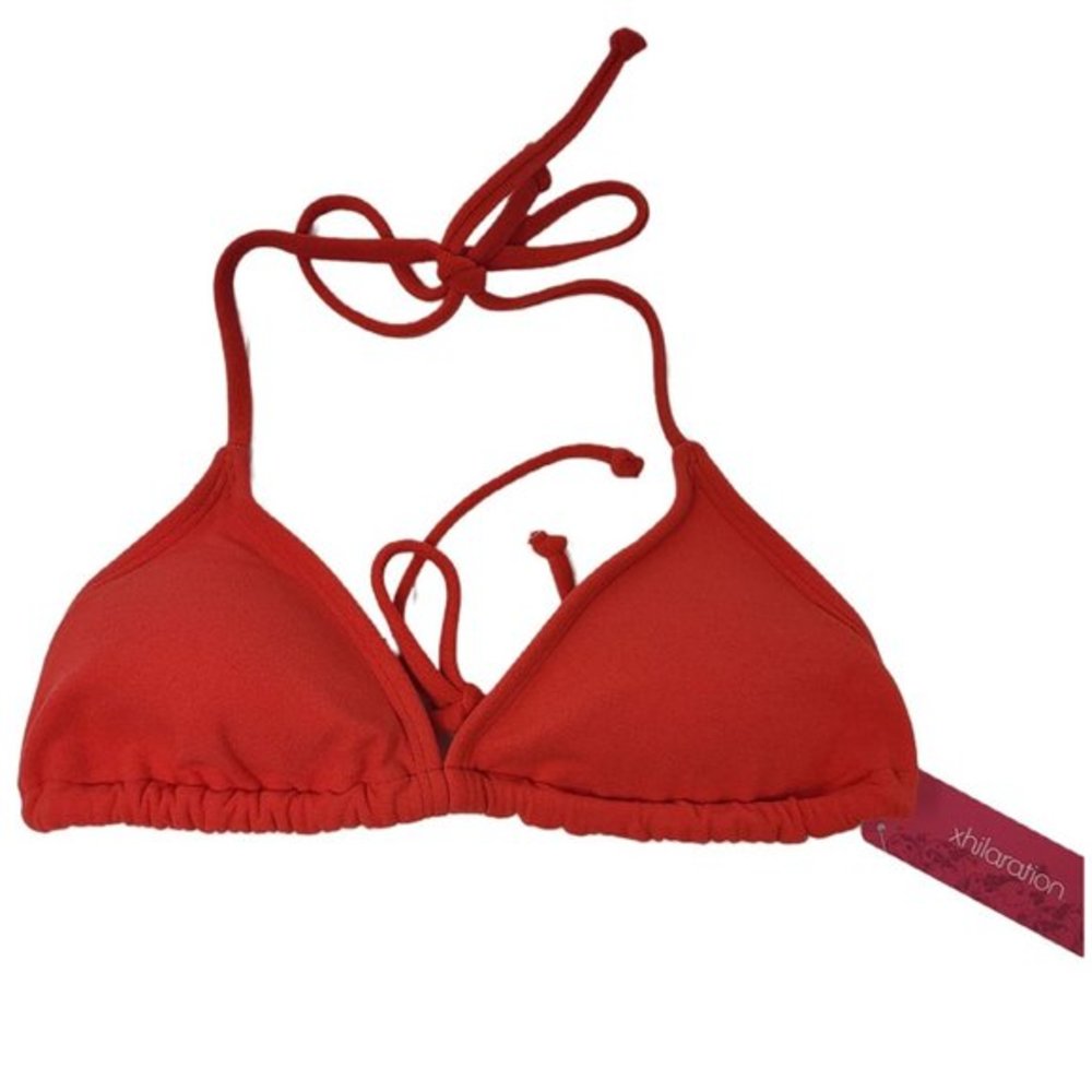 Juniors Bikini Top Xhilaration Red Tie Neck Back Medium 4-6 Swim Top‎